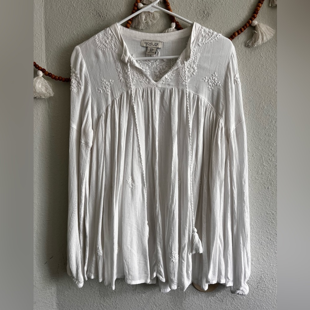 Rachel Zoe White Embroidered Blouse